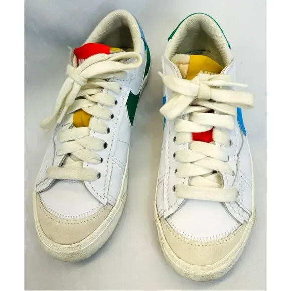 Nike Blazer Low ‘77 Jumbo “Mismatch” Leather Sneakers Size 8 (Style DQ1470-100) - Picture 4 of 7